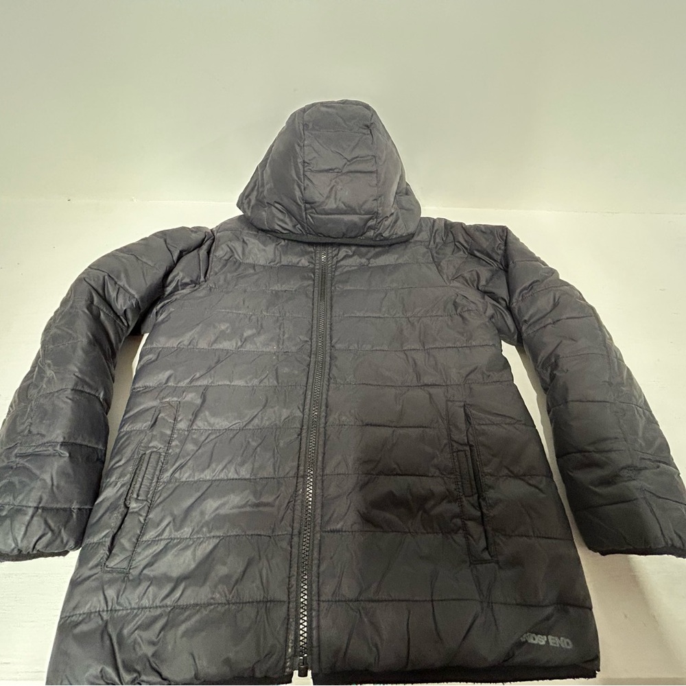 Lands' End Kids Puffer Jacket - Dark Gray - Boy's Medium 10/12